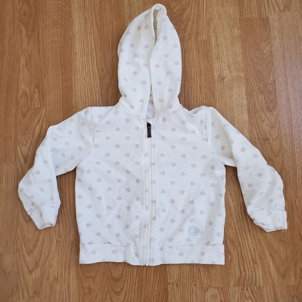 Young Versace Girls' Hoodie Full Zip Sweatshirt - size 24 months in White/Pink.